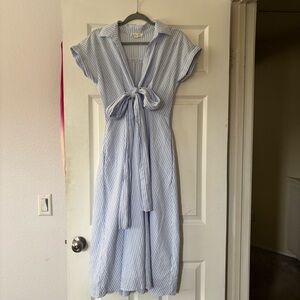 Indigo Blue Light Blue Striped Midi Dress